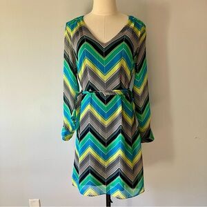 Banana Republic Chevron Stripe Belted Dress Size 6